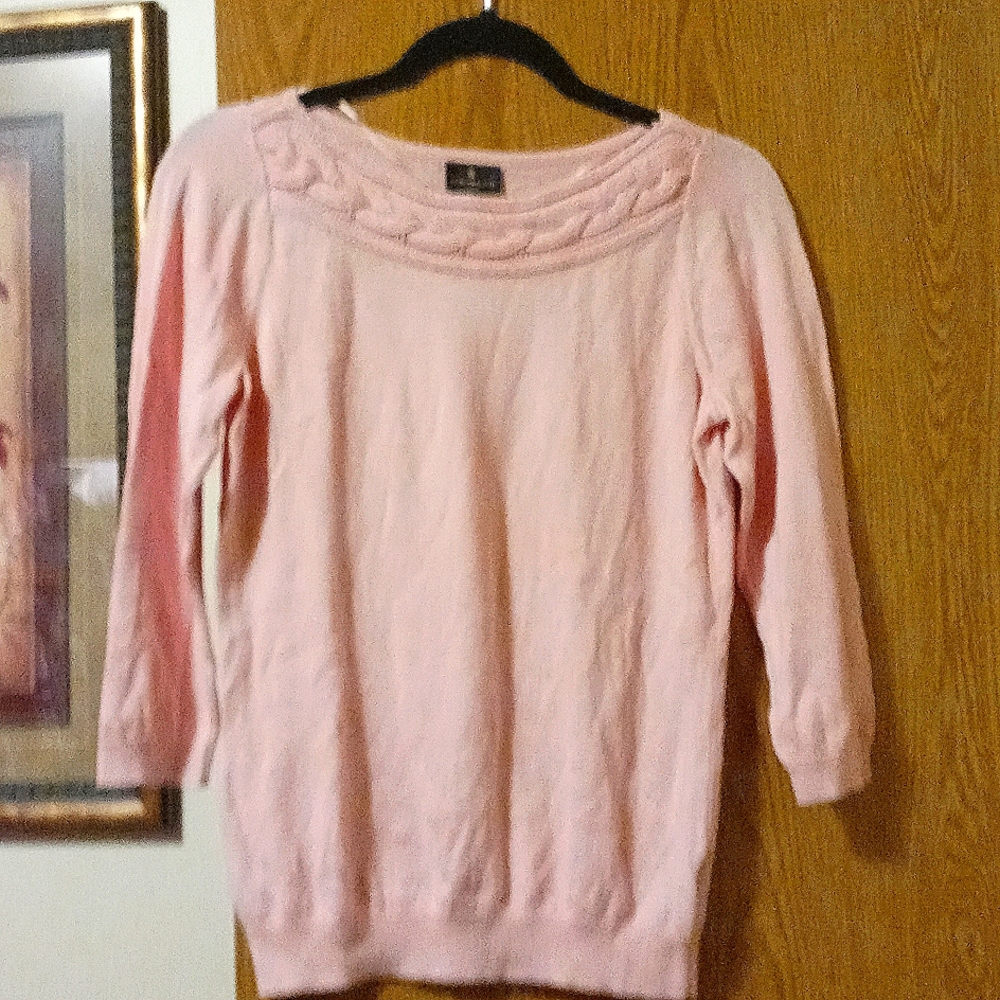 3/4 length sleeves new without tags Worthington pink petite medium light sweater